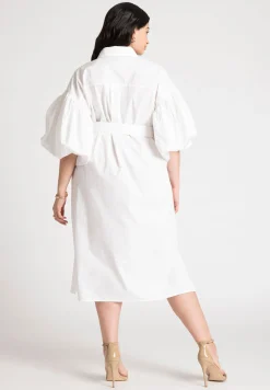 Balloon Sleeve Shirt Dress
