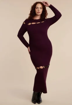 Beaded Cutout Sweater Dress