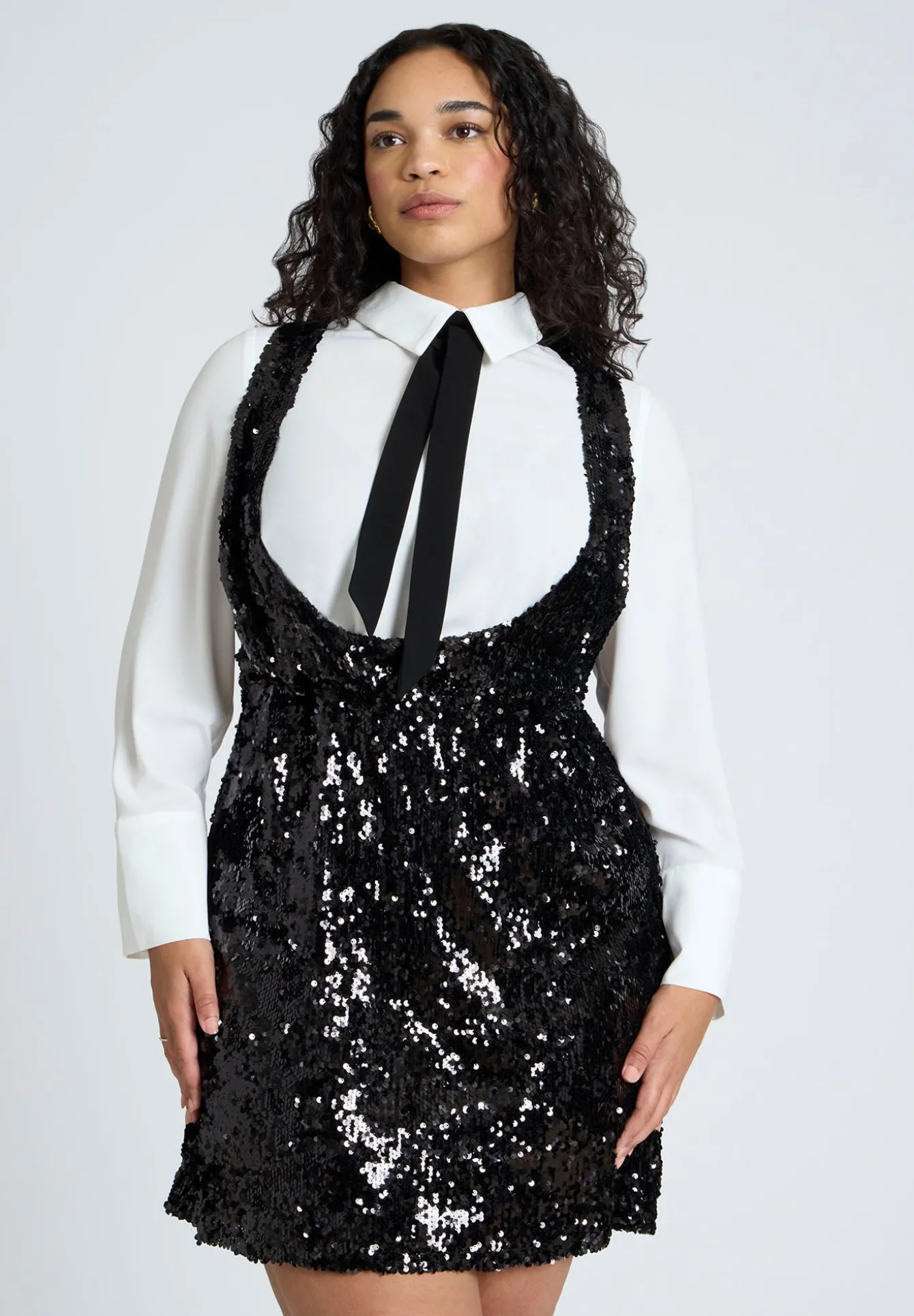Bow Blouse Sequin Mini Dress