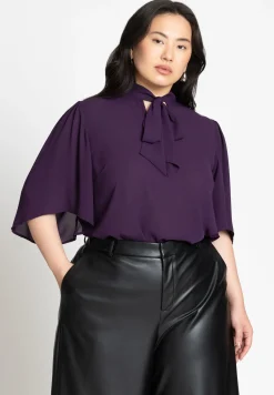 Bow Blouse with Flutter Sleeve
