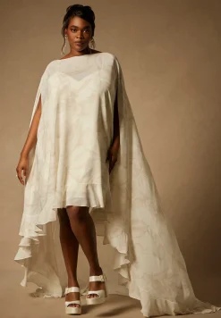 Bridal by ELOQUII Mini Dress With Cape Overlay