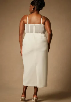 Bridal by ELOQUII Sheer Bodice Structured Dress