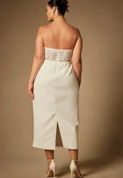Bridal by ELOQUII Sheer Bodice Structured Dress