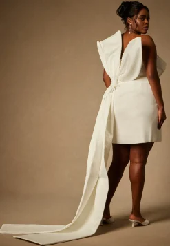 Bridal by ELOQUII Strapless Mini Dress With Draped Train
