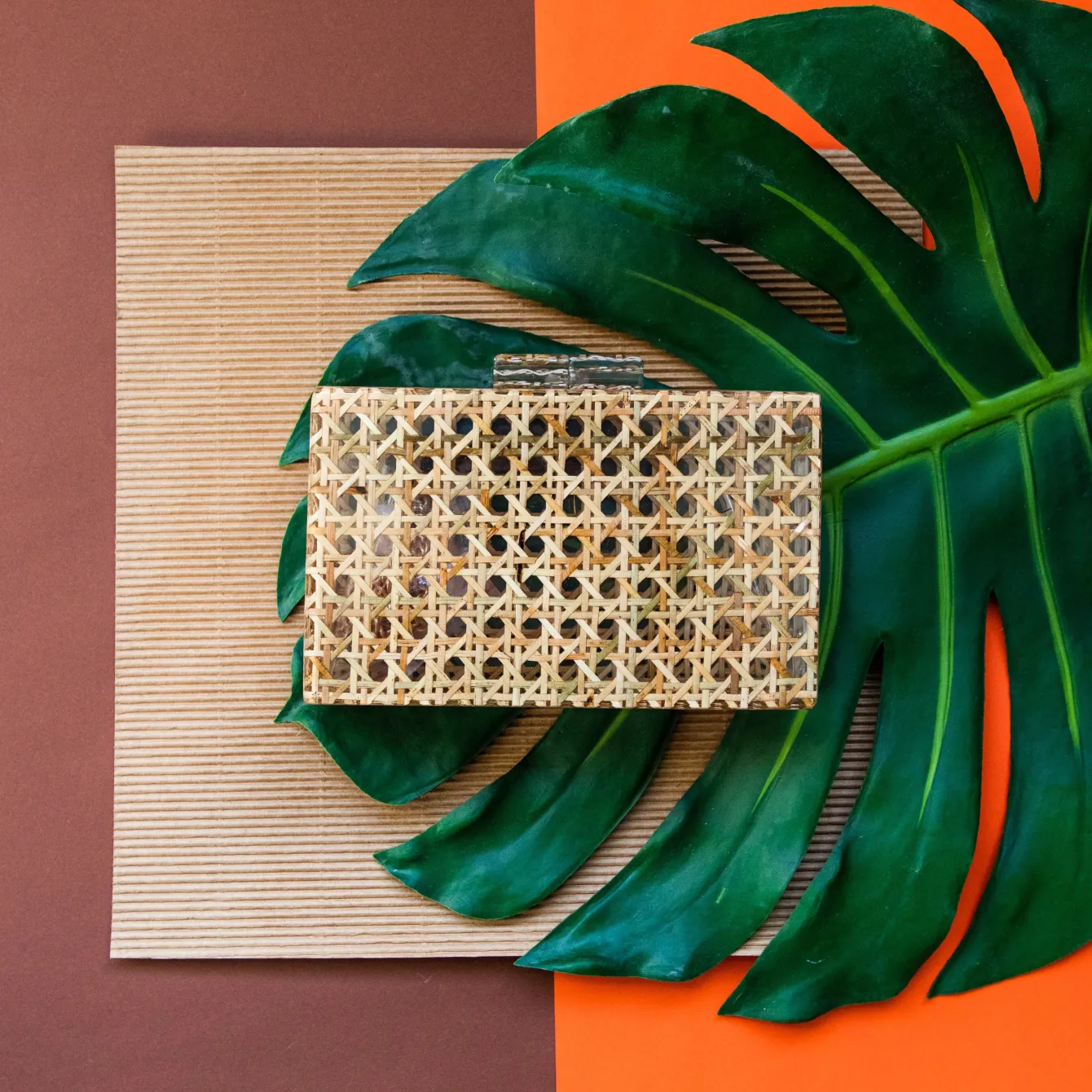 Cane Rattan Acrylic Clutch
