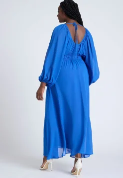 Chiffon Balloon Sleeve Maxi Dress
