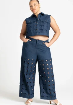 Circular Cutout Denim Vest