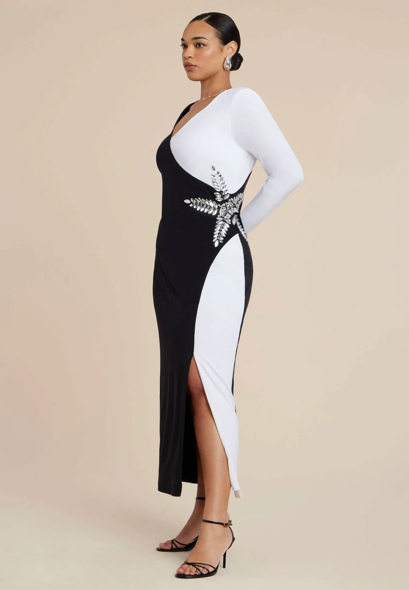 Colorblock Embellished Maxi Dress