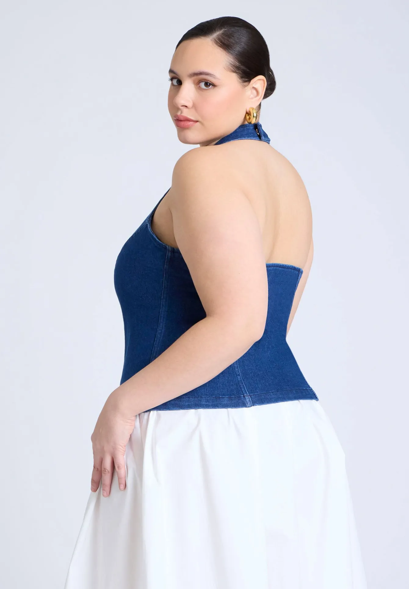 Comfort Stretch Denim Halter Top
