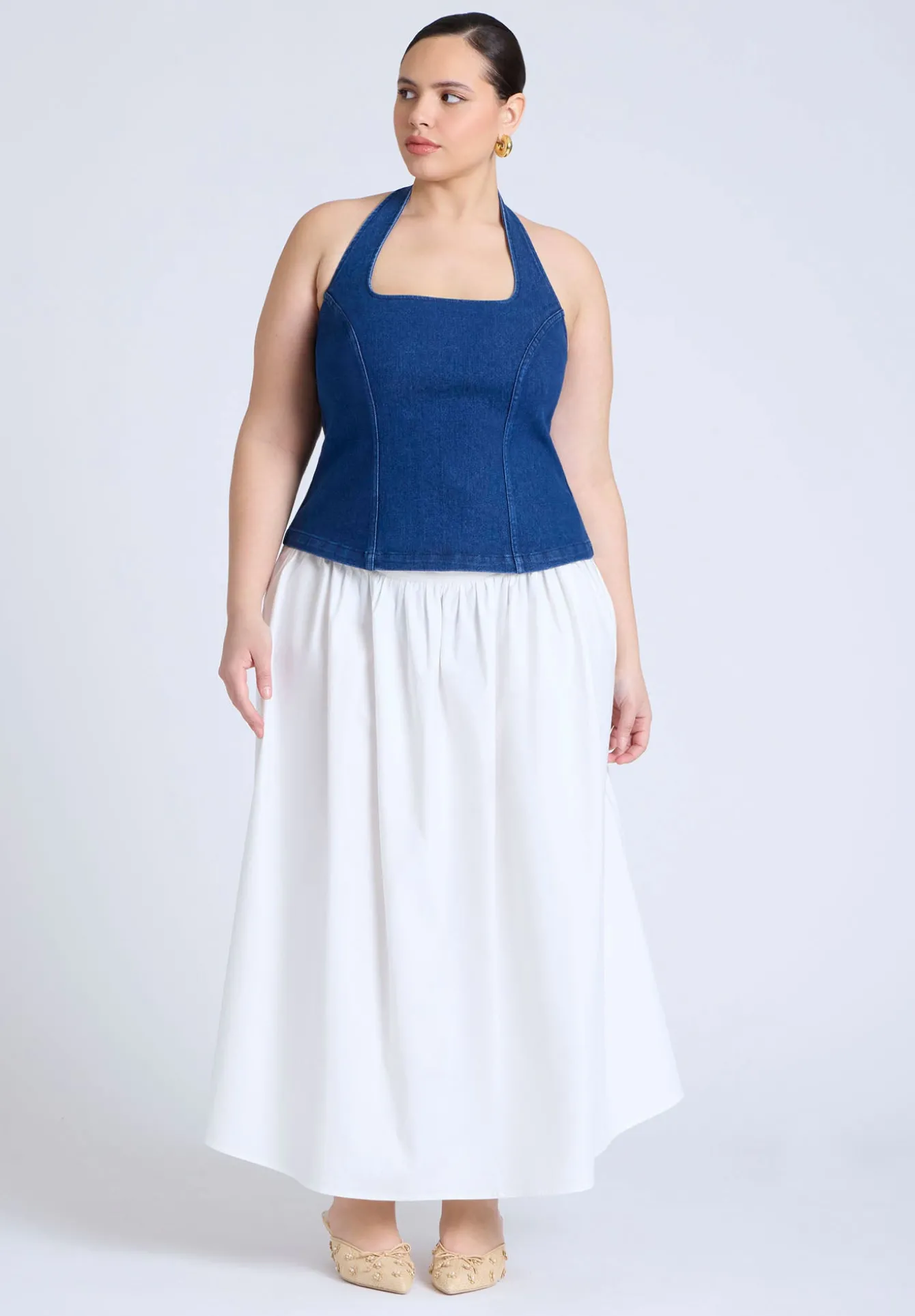 Comfort Stretch Denim Halter Top