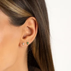 CZ Small Round Hoop Earring Gold One Size