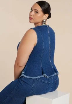 Denim Peplum Top