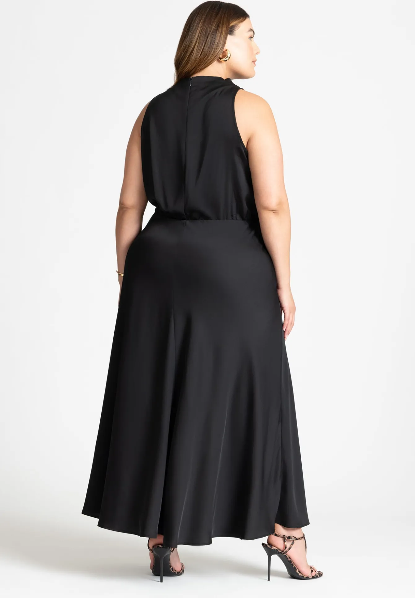 Draped Satin Maxi Dress