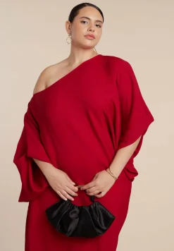 Exaggerated Sleeve Draped Maxi Dress