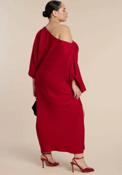 Exaggerated Sleeve Draped Maxi Dress