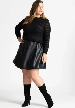 Faux Leather Bubble Hem Skirt