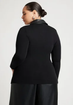Faux Leather Detail Sweater