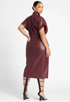 Faux Leather Midi Dress