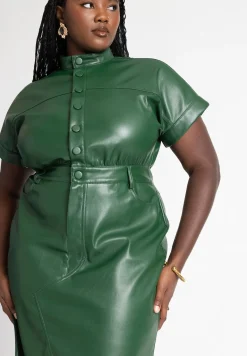 Faux Leather Midi Dress