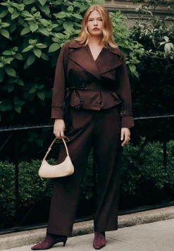 Faux Suede Wide Leg Pant