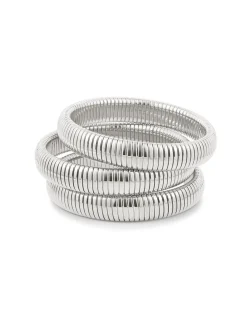 Flex Snake Chain Bracelet Set- Silver
