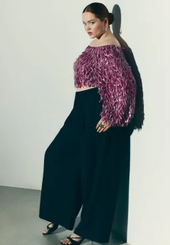 Fringe Sequin Off The Shoulder Top