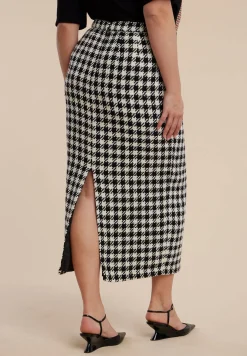 Houndstooth Column Maxi Skirt