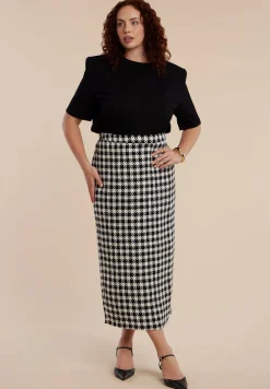Houndstooth Column Maxi Skirt