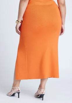 Knit Skirt With Slit And Hardware