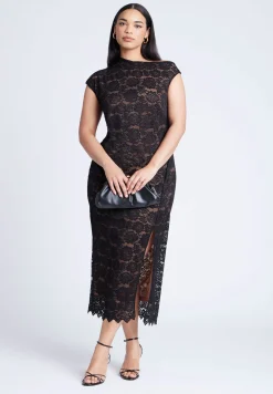 Lace Fitted Midi Dress