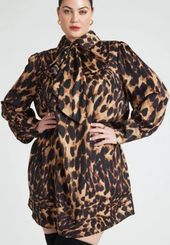 Leopard Bow Tie Mini Dress