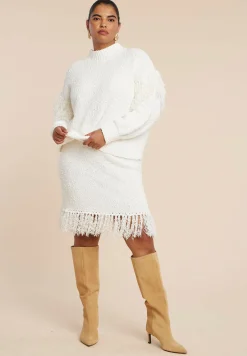 Looped Fringe Sweater Mini Skirt