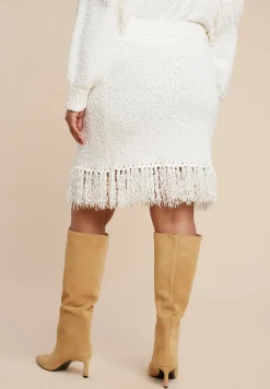 Looped Fringe Sweater Mini Skirt