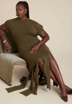 Lurex Sweater Dress W Fringes