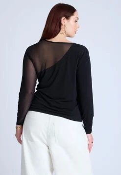 Mesh Combo Long Sleeve Top
