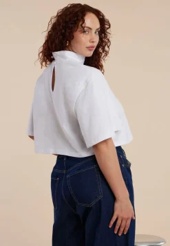 Mock Neck Crop Tee