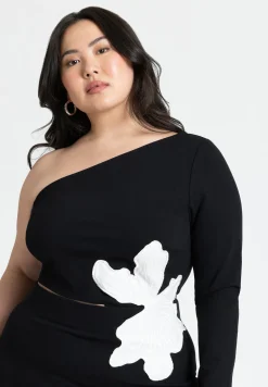 One Shoulder Flower Detail Dress