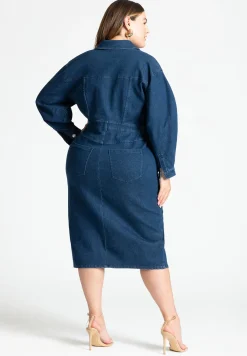 Oversized Denim Midi Dress