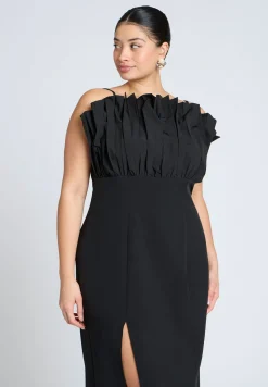Pleated Fan Ruffle Gown