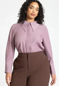 Pointed Collar Button Up Shirt