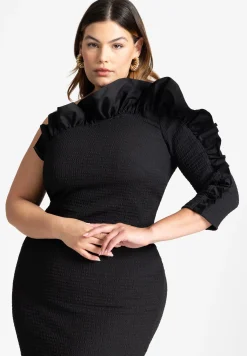 Popcorn Ruffle Column Dress