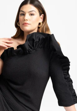 Popcorn Ruffle Column Dress
