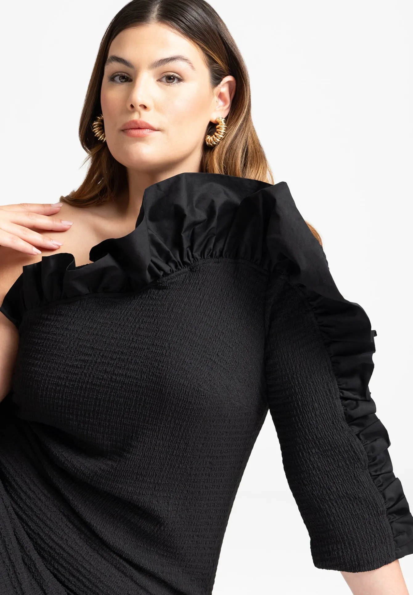 Popcorn Ruffle Column Dress