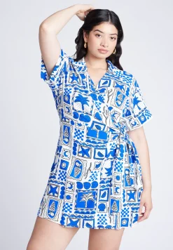 Printed Linen Mini Dress