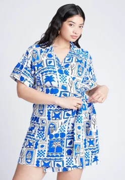 Printed Linen Mini Dress