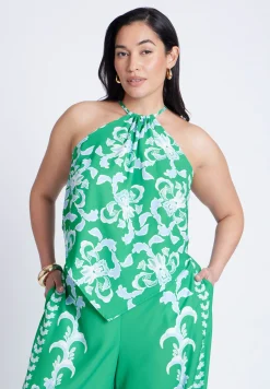 Printed Scarf Halter Top