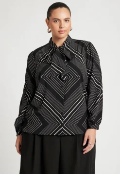 Printed Tie Neck Blouse