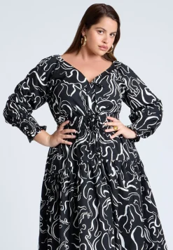 Printed V Neck Maxi Dress