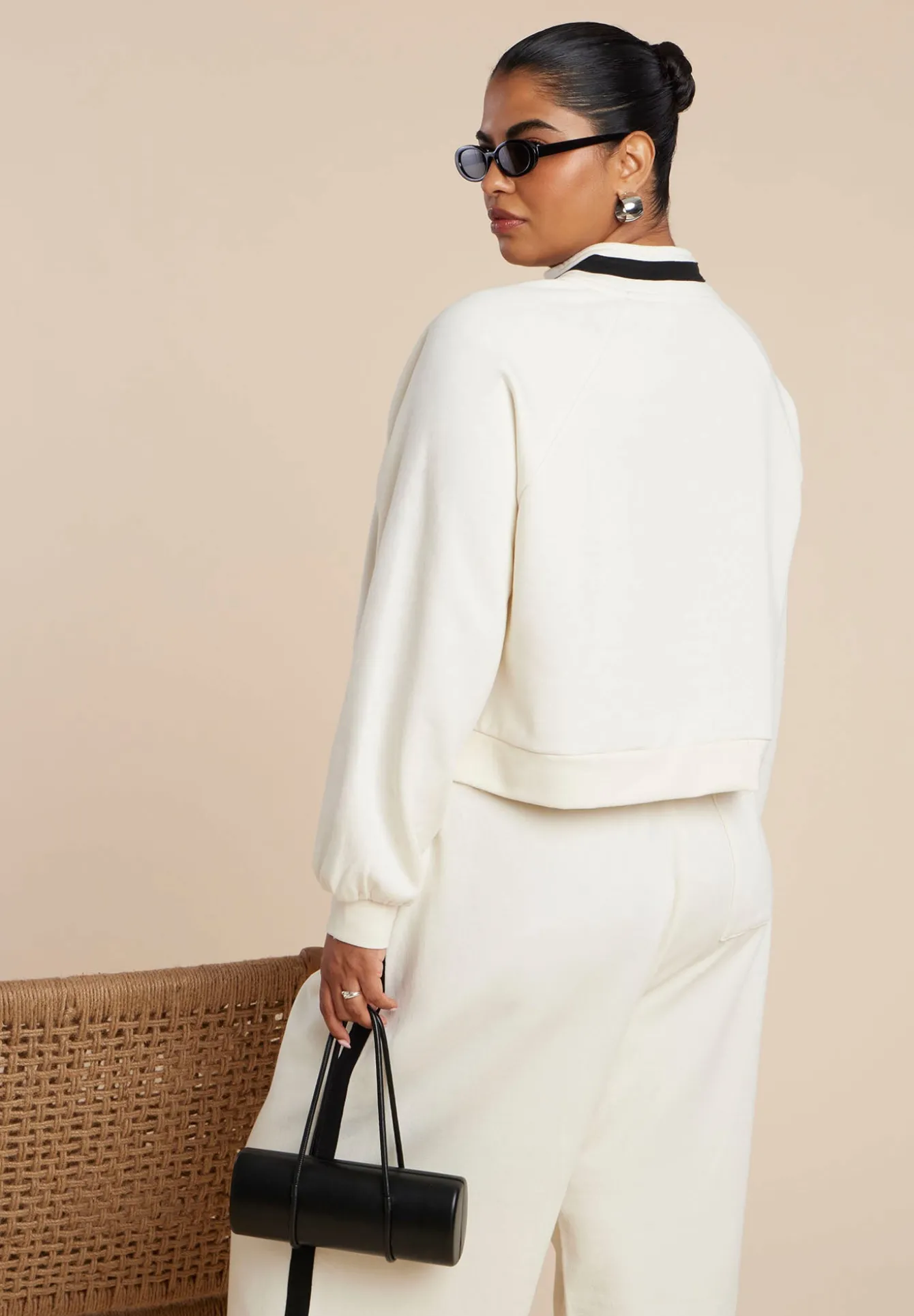 Quarter Zip Stripe Detail Sweatshirt
