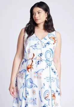Roping Detail Printed Maxi Dress